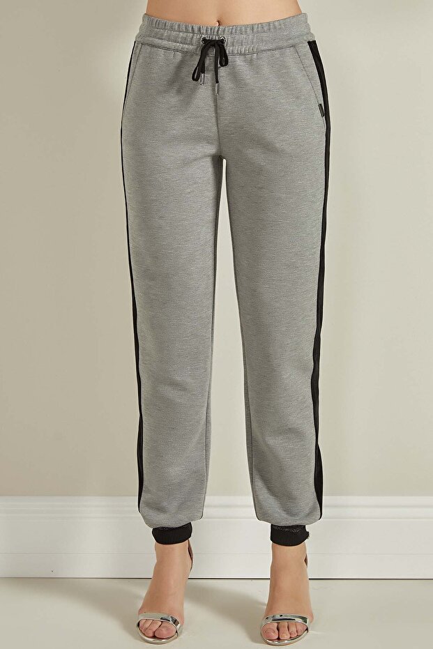 Ribana Paça Gri Örme Eşofman Altı - 5