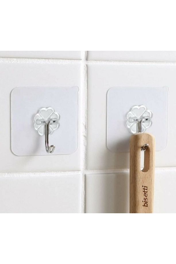 10 Adet Şeffaf Güçlü Duvar Askısı Askılığı Yapışkan Vantuz Kanca Mutfak Banyo Duvar Kanca - 1