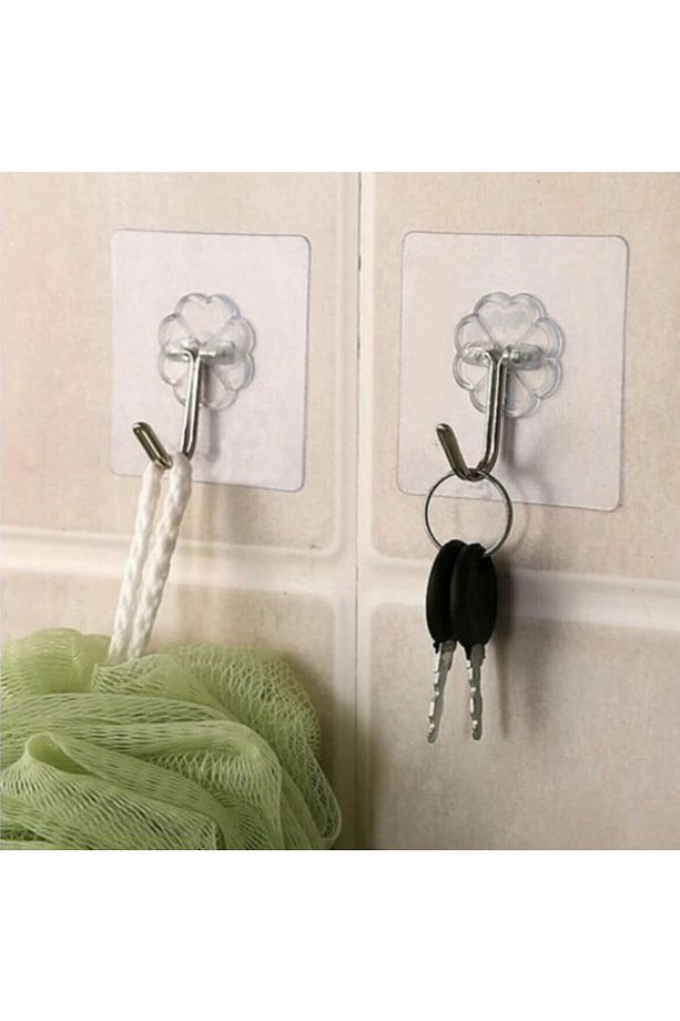 10 Adet Şeffaf Güçlü Duvar Askısı Askılığı Yapışkan Vantuz Kanca Mutfak Banyo Duvar Kanca - 2