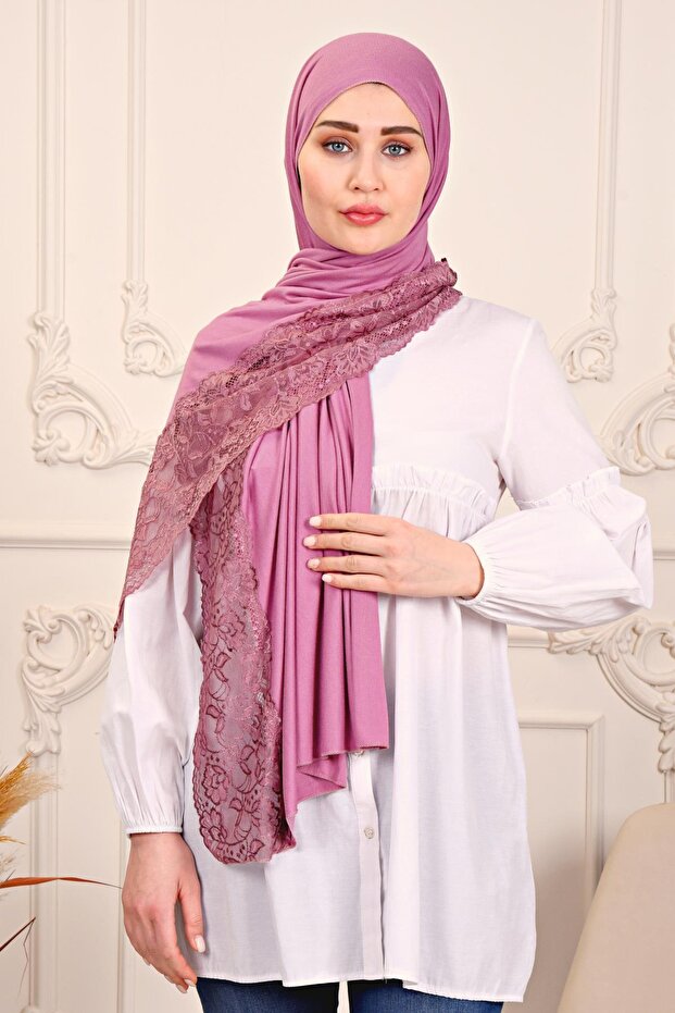 Penye Şal Dantelli - 1