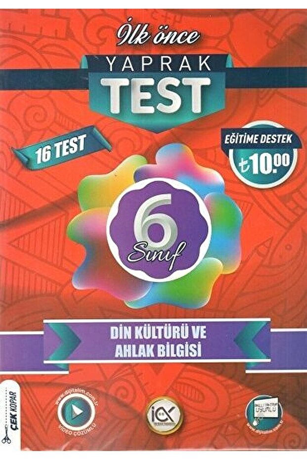 6. Sınıf Din Kültürü ve Ahlak Bilgisi Yaprak Test / Kolektif / İlk Önce Yayıncılık / 9786258348002 - 1