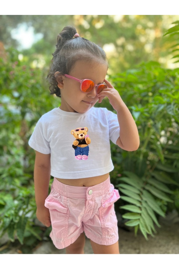 GİRL BEAR MODEL 20231 BEBEK ÇOCUK CROP TSHİRT - 1