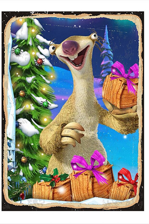 Buz Devri Sid Ve Çam Ağacı Modern Mdf Tablo - 1