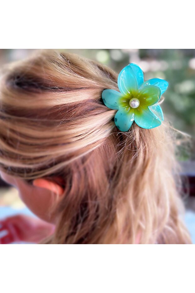 Trend pearl floral large aloha lotus buckle luxury turquoise blue