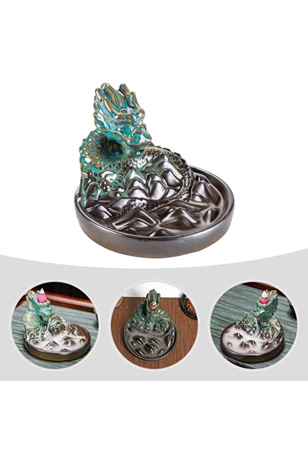 Seramik Ejderhalı Geri Akış Tütsülük Seramik - 1