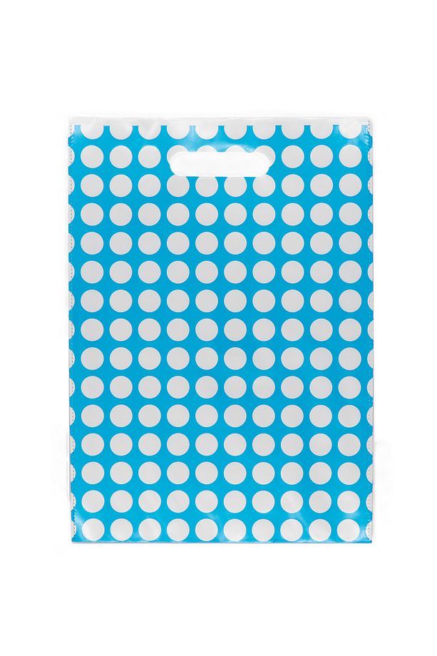 25 × 35 Hediyelik El Geçme Poşet 10 Adet Mavi Puantiyeli - 2