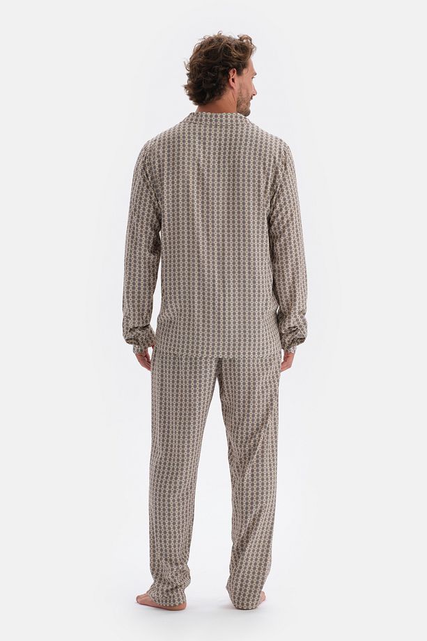 Multıcolour Mıkroprınt Baskılı Gömlek Yaka Pijama Üstü - 2