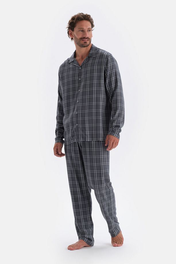 Füme Ekose Dokuma Gömlek Pijama Üstü - 3