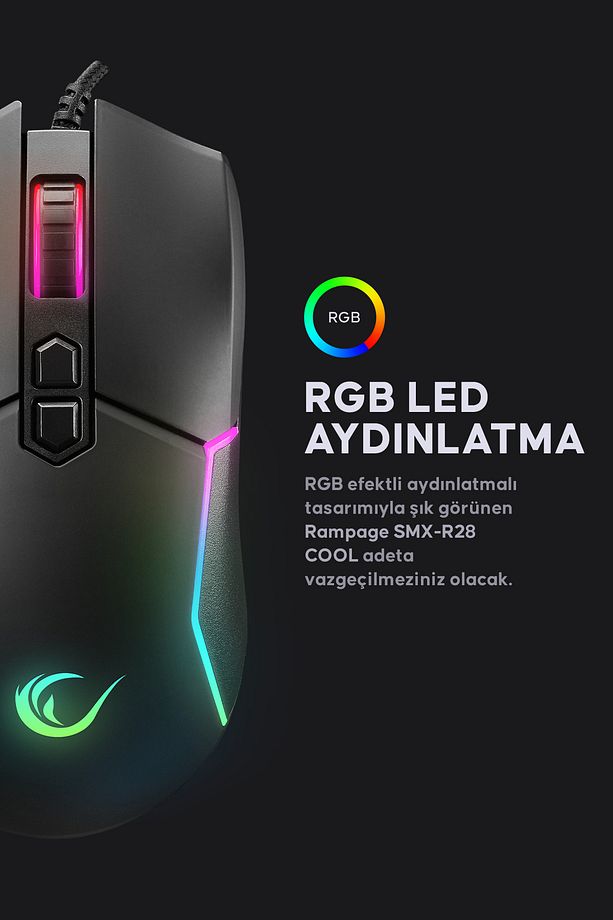Smx-r28 Cool Rgb Işıklı Macro 7200dpi / 1000hz Gaming Oyuncu Mouse Profesyonel Mouse - 4