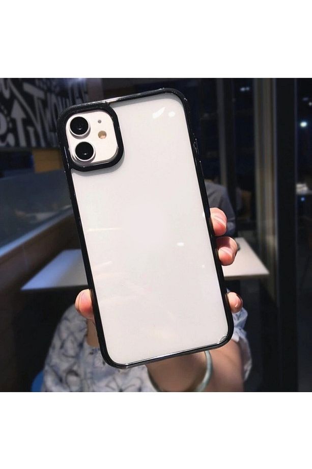 Iphone 11 Uyumlu Kenarı Siyah Darbe Önleyici Şeffaf Silikon Kılıf - 1
