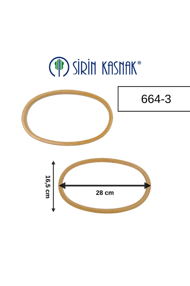 Natural Wooden Bag Handle Natural 28 x 16.5 cm 664-3 Model