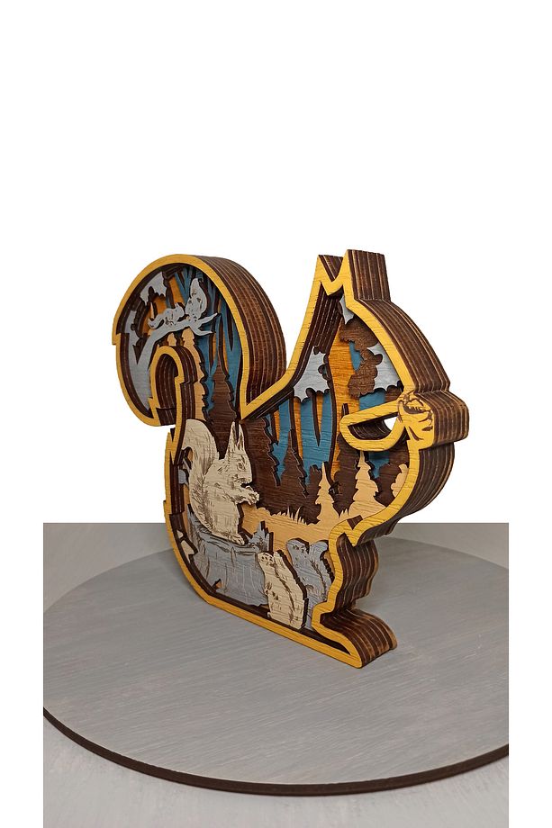 Modern Tasarımlı Ahşap Mdf Masa Süsü, Hediyelik Sincap Dekoratif Obje/biblo - 3