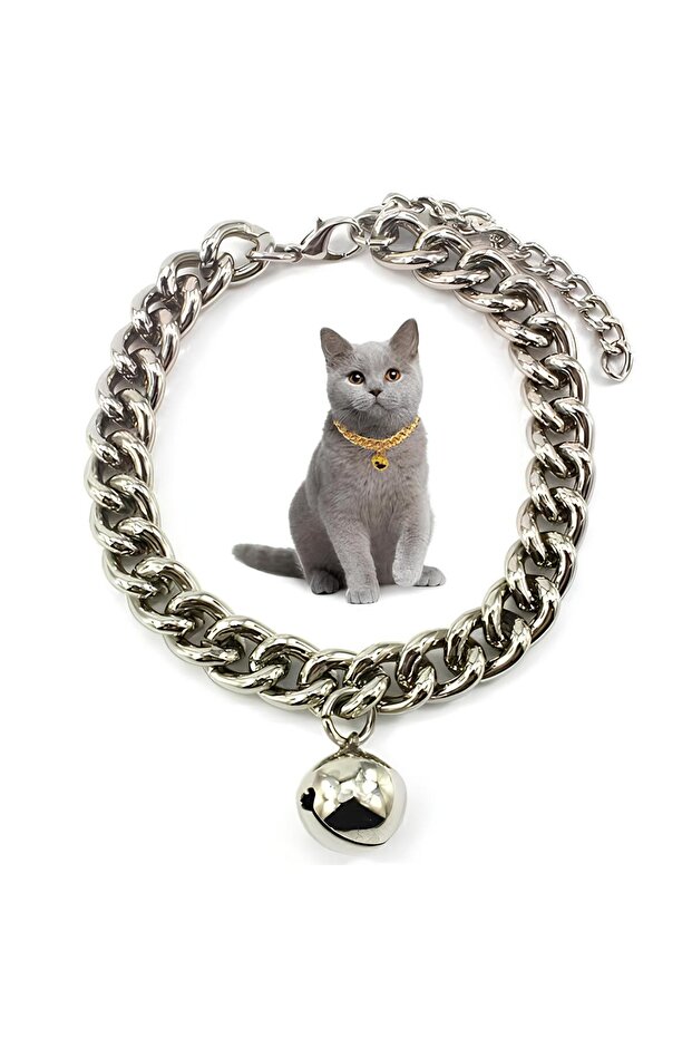 Adjustable Chain Aluminum Bell Gold 28 cm Luxury Cat and Small Breed Dog Necklace Collar