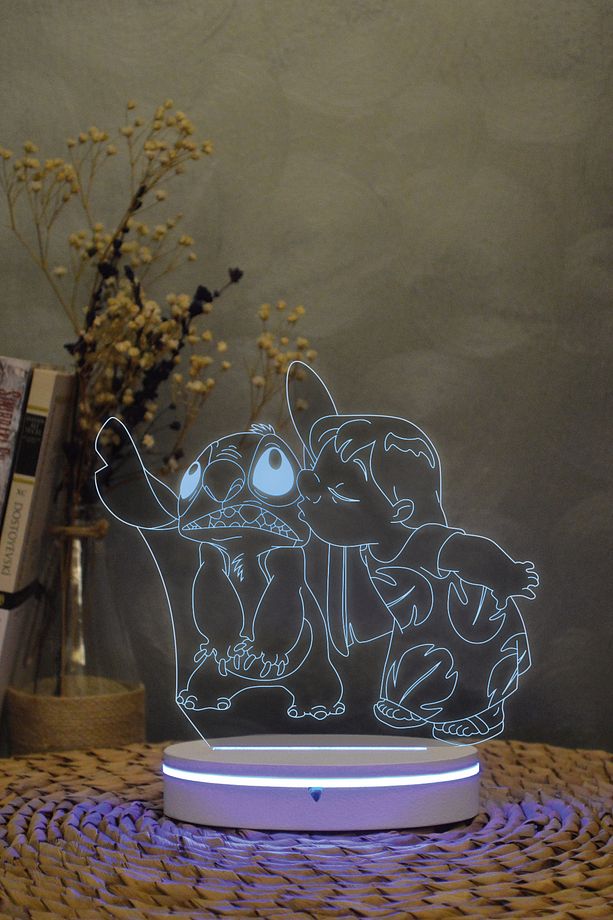 Lilo ve Stich - 3 boyutlu 16 renk dekoratif gece lambası 3D - 1