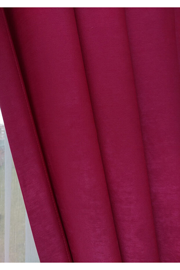 Fuchsia Soft Background Curtain - Solid Color, 1/2 Sparse Pleat, Single Wing - 6