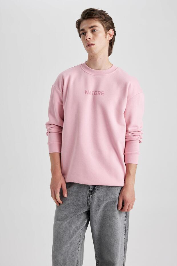 Boxy Fit Crew Neck Printed Sweatshirt V5306Az23Au