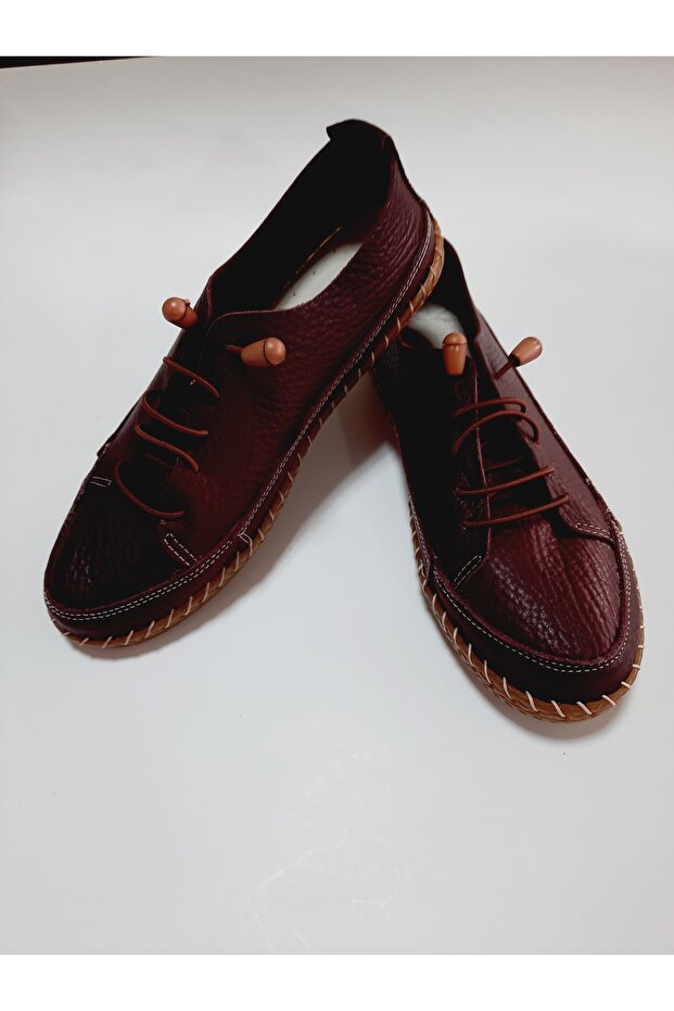 Inside and Outside 100% Genuine Leather Rubber Laced Casual Burgundy Color Shoes