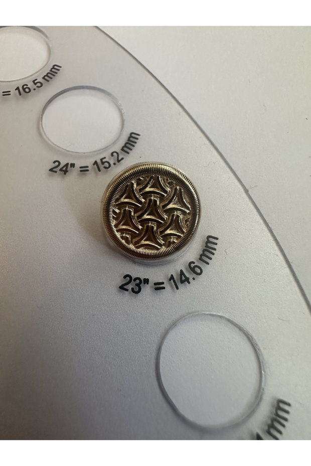 Triangular Embossed Design Button on Gold Gold - Pack of 12 (6 Large+6 Small) - 4