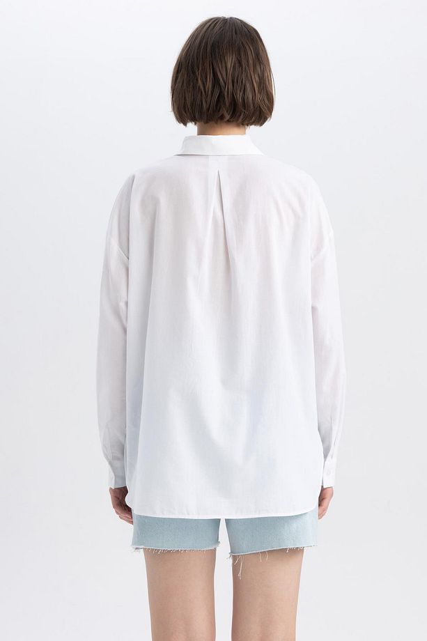 Oversize Fit Vual Uzun Kollu %100 Pamuk Gömlek Y7430az23sm - 5