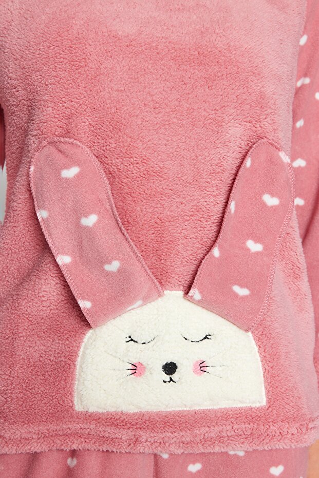 Zestaw piżam zimowych z dzianiny w paski Heart Sleep 3-częściowy z polaru Thmaw21Pt0666 - 7