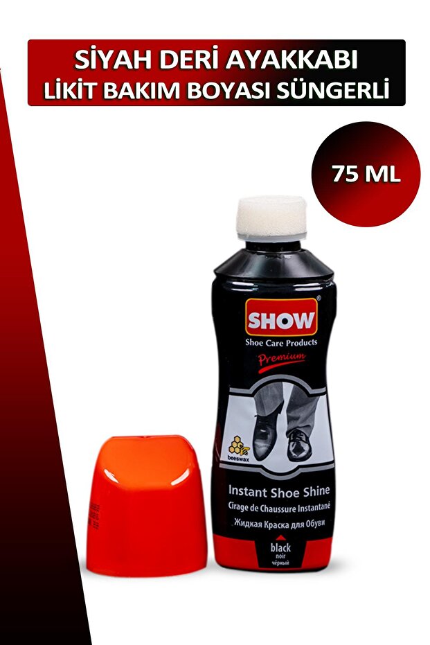 Bağcık Show Siyah Deri Likit Ayakkabı Bakım Boyası Süngerli 75 ml Set - 2