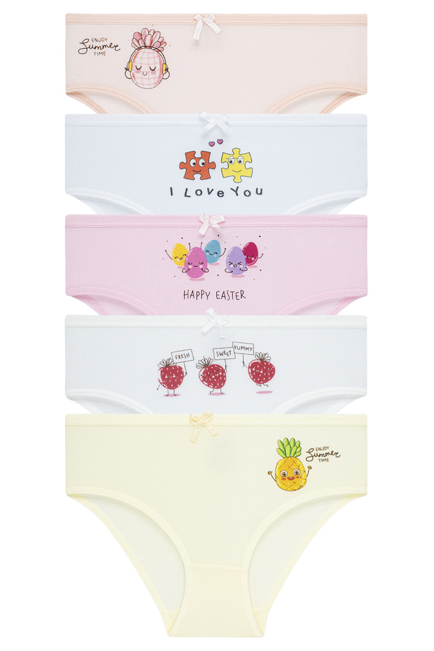 Girl's 5 Pack Colorful Slip Panties