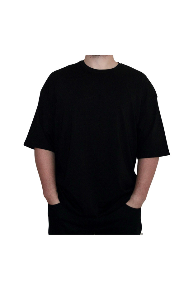 Unisex Basic Oversize Sade Tişört Pamuklu - 3