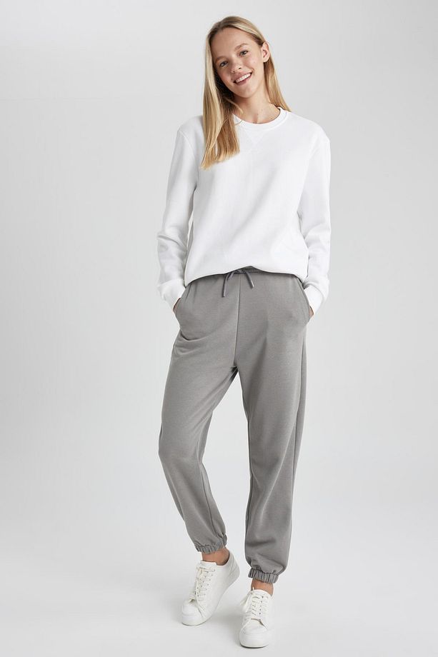Standart Fit Bel Paça Lastikli Basic Düz Kalın Kumaş Uzun Boy Jogger Eşofman Altı S7370az23wn - 3