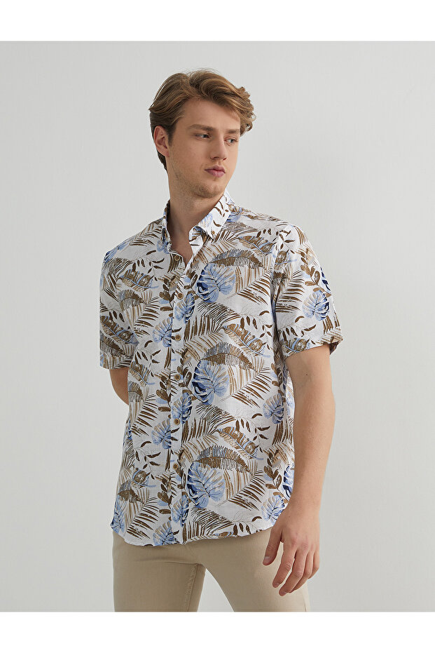 قميص منقوش بأكمام قصيرة - 2