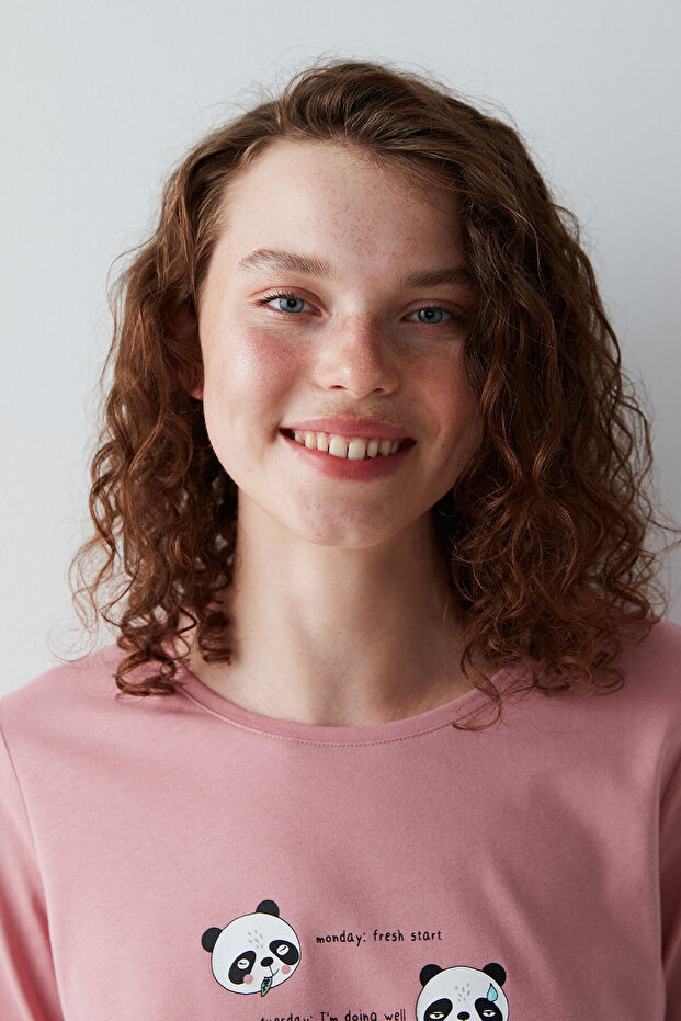 مجموعة بيجامة مزاجية أسبوعية منقوشة على شكل باندا - 5