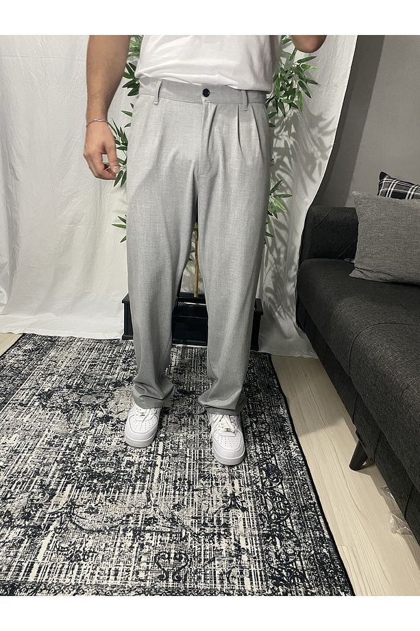 Gri Pileli Baggy Pantolon Pl13 - 5