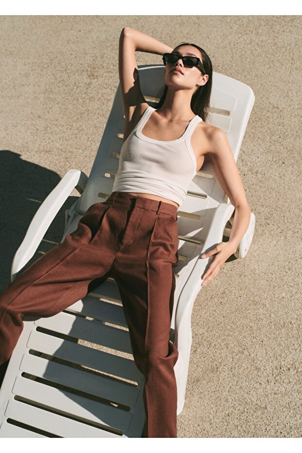 Ravne kroj Lan pantalone - 7