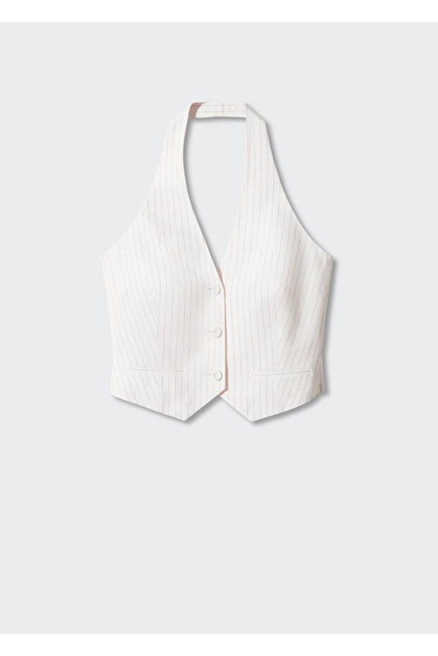 Düğmeli halter yaka yelek - 3