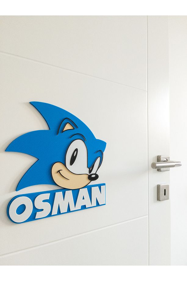 3 Boyutlu Kirpi Sonic Çocuk Odası Dekor Kapı Ve Duvar Süsü Parti Süsü - 1