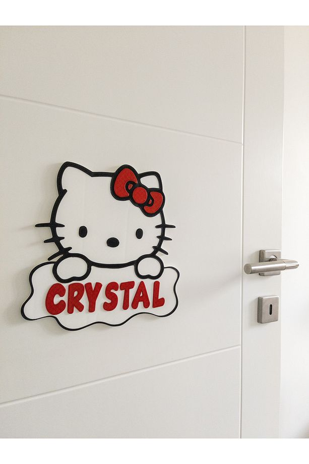 3 Boyutlu Hello Kitty Kedi Çocuk Odası Dekor Kapı Ve Duvar Süsü Parti Süsü - 4