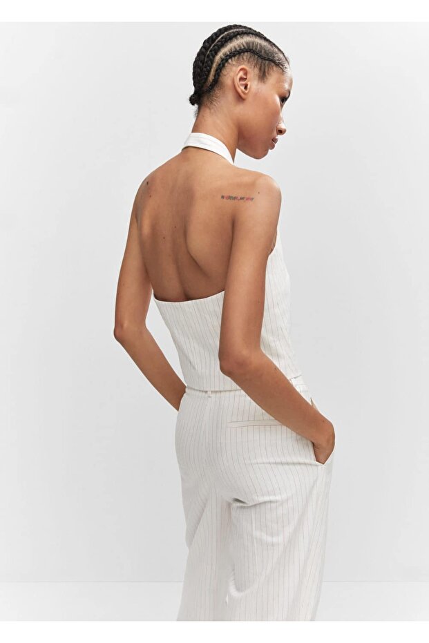 Düğmeli halter yaka yelek - 4