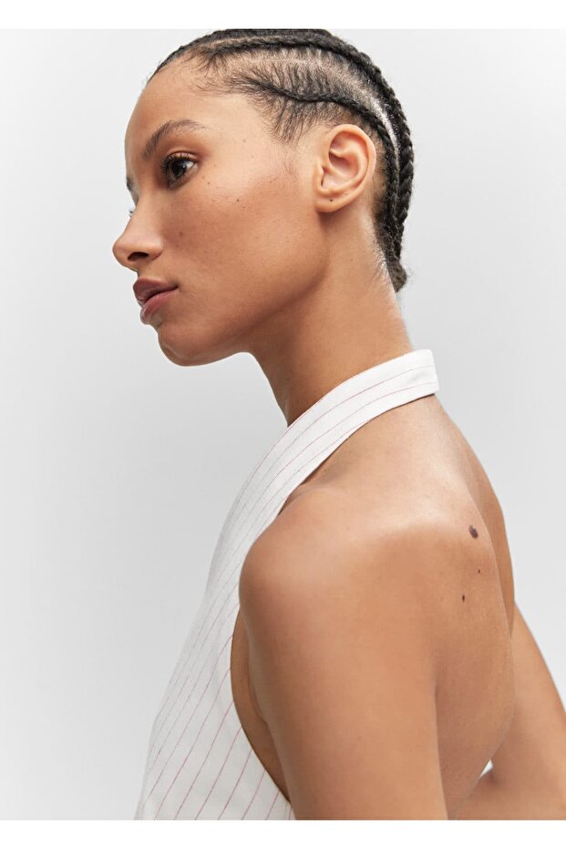 Düğmeli halter yaka yelek - 8