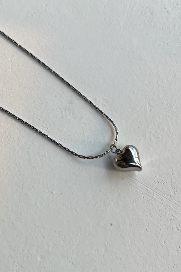 Silver Heart Çelik Kolye - 3