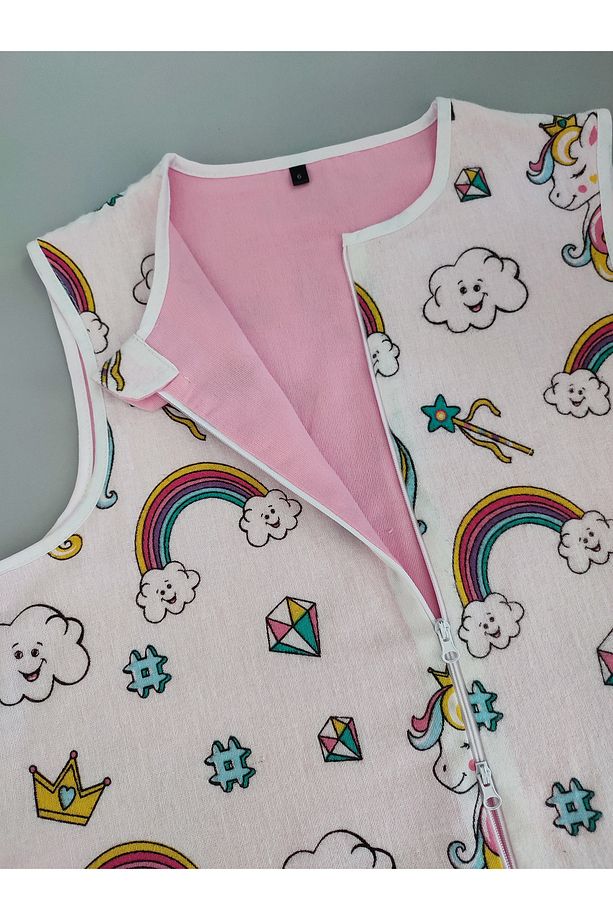 Kışlık Çocuk Uyku Tulumu %100 Doğal Pamuk Pembe Unicorn 21-24 Derece 1 Tog - 4