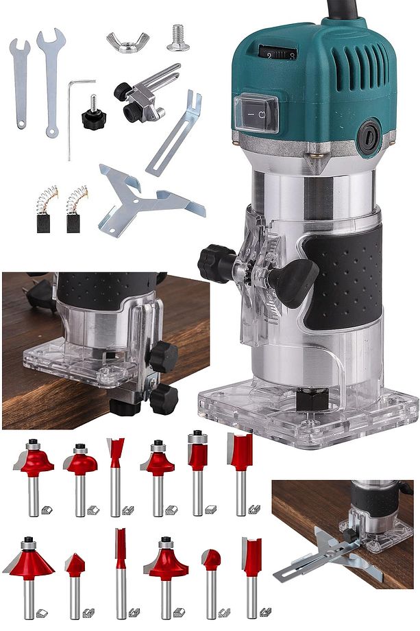Bakır Sargı System 3000W Devir Ayarlı Formika Freze Makinesi 6 Mm Pens + 12 Adet Uç Set Hediye - 4