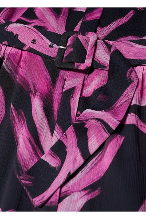 Desenli Şifon Elbise - 5