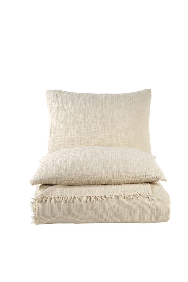 Ivory Renk Tek Kişilik 180x240cm Yatak Örtüsü/1 Adet 50x70cm Yastık 4 Katlı Multi Muslin %100 Pamuk - 7
