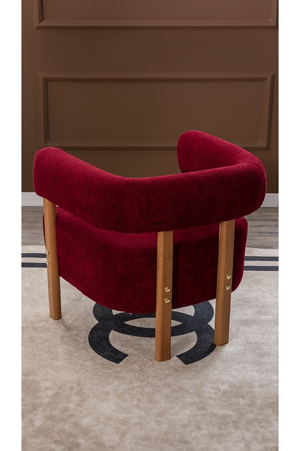 Sweet mod Ahşap Ayaklı Bukle Berjer Bordo - 3