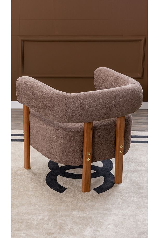 Sweet mod Ahşap Ayaklı Bukle Berjer Kahve - 3