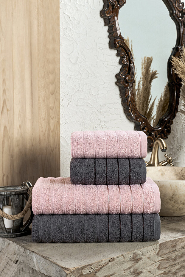 Fluffy 4'lü Banyo Havlu Seti - 1