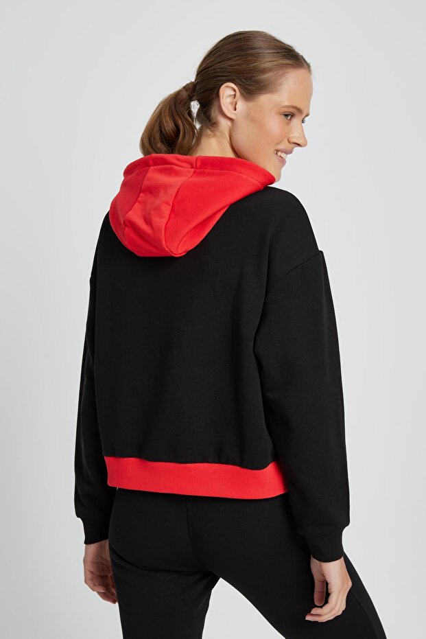 Kadın Kapüşonlu Sweatshirt EF062-BK - 3