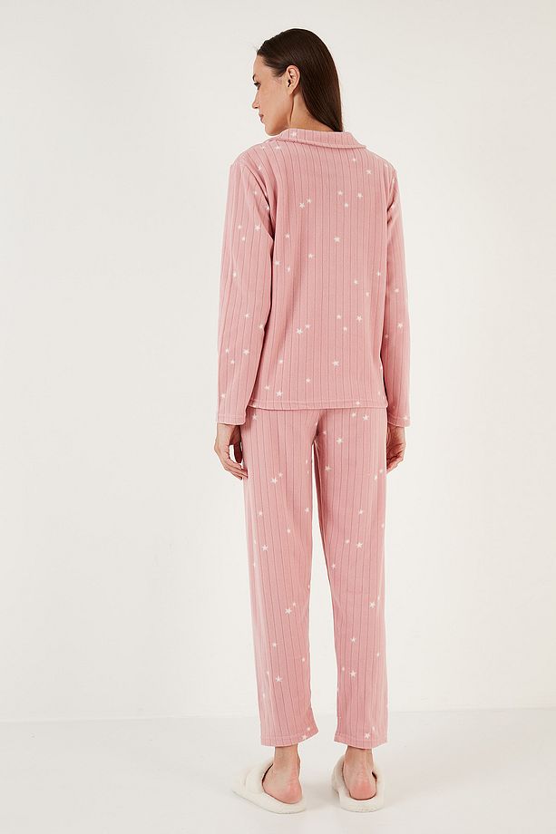 Regular Fit Gömlek Yaka Önden Düğmeli Polar Pijama Takımı PİJAMA TAKIMI 6571009 - 5