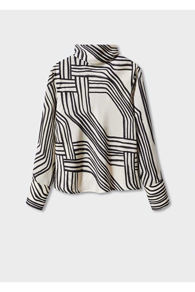 Desenli Saten Bluz - 3