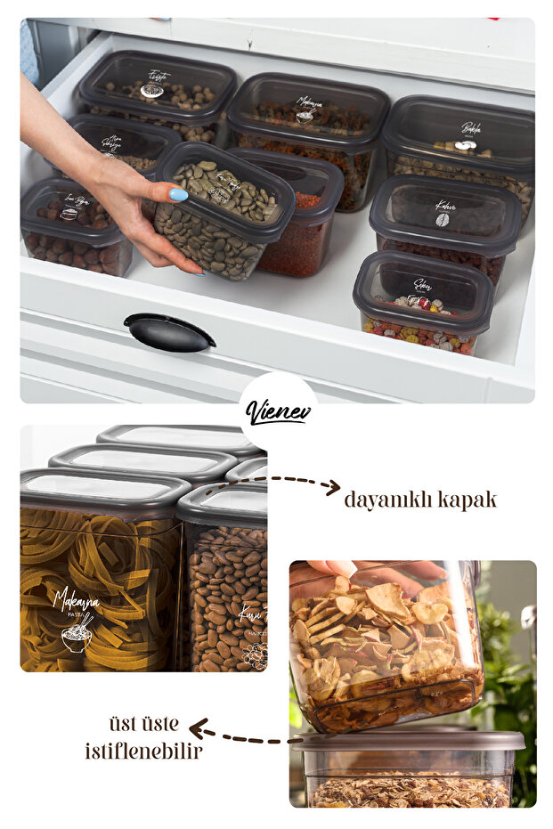 18 Pieces Peggy Rectangular Storage Container Set 6x( 1900ml, 1500ml, 1150ml ) with Label - 5