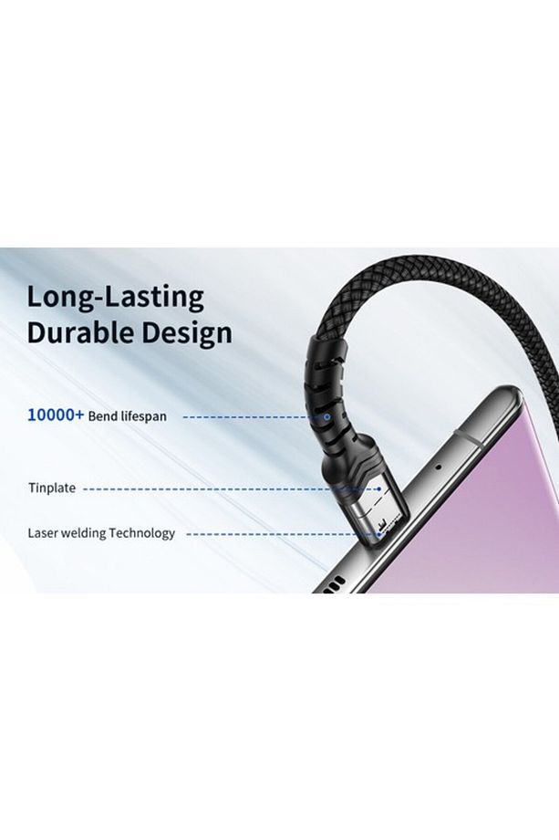 Profesyonel Serisi USB To Type-C 3 Amper Hızlı Şarj ve Data Kablosu 1 Metre CC0011 - 5